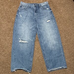 Mid rise baggy wide leg jeans hidden size 27